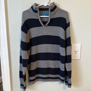 Eddie Bauer Gray and Black Turtleneck Sweater